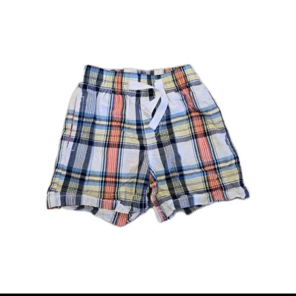 OshKosh B'gosh Toddler Boy Plaid Shorts Size 2T Orange Blue Yellow White Cotton